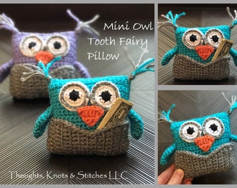 Mini Owl Tooth Fairy Pillow Crochet Pattern ... Instant Download