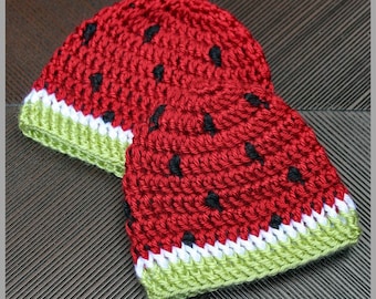 Watermelon Baby Beanie ... Crochet Pattern - Size: Preemie/Newborn and Newborn/0-3 months ... Instant Download