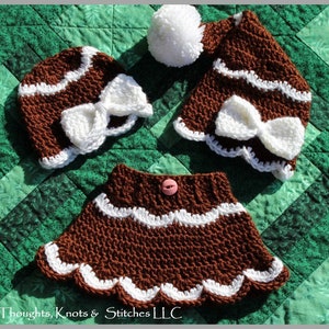 Sweet Baby Gingerbread Set Crochet Pattern .. Size: Newborn ..  Includes 2 Hat Patterns & 1 Skirt Pattern .. Photo Prop .. Instant Download