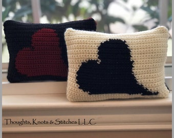 Modern Heart Mini Pillow Crochet Pattern ... Instant Download