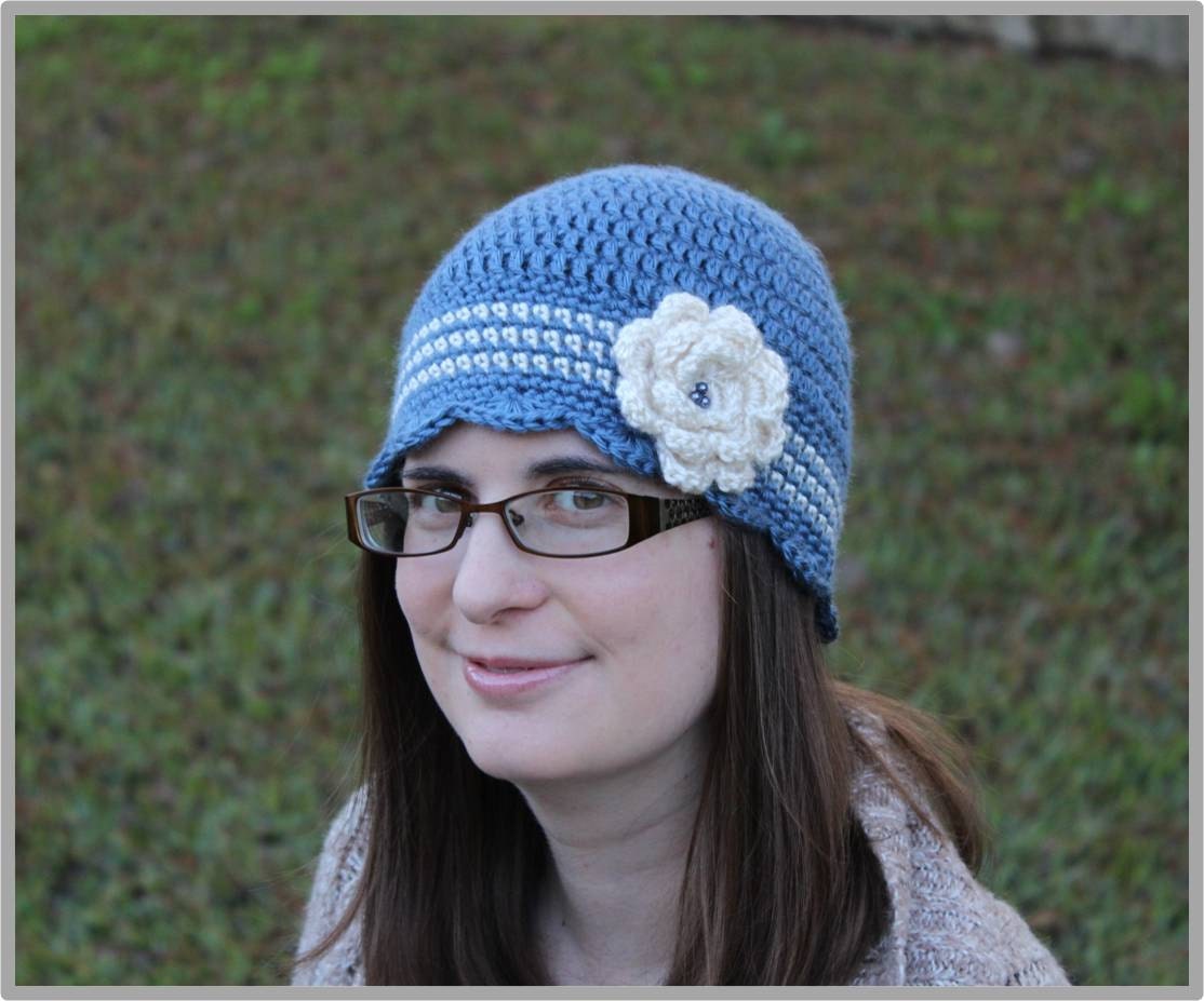 Scalloped Rose Hat Crochet Pattern Size: Teen/adult Small and