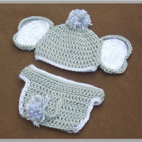 Baby Elephant Hat and Diaper Cover Pattern ... Instant Download