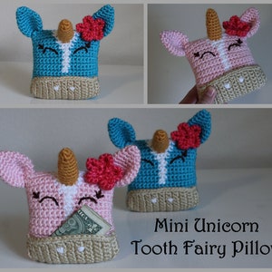 Mini Unicorn Tooth Fairy Pillow Crochet Pattern ... Instant Download