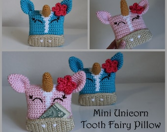 Mini Unicorn Tooth Fairy Pillow Crochet Pattern ... Instant Download