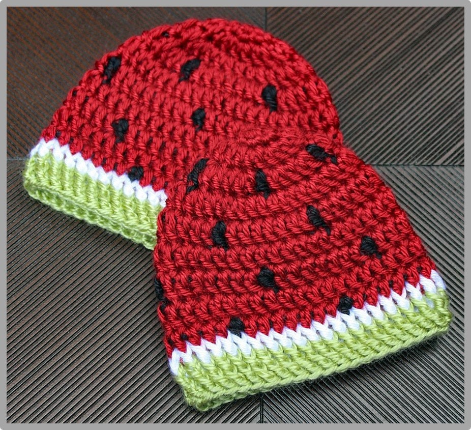 33 Baby Hat Crochet Patterns for Keepsake Gifts, Photo Props, and Everyday Wear 23 Watermelon Baby Beanie .Crochet