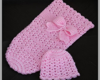 Newborn "Oh So Sweet" Baby Hat & Cocoon - Crochet Pattern - Size: Newborn ... Instant Download