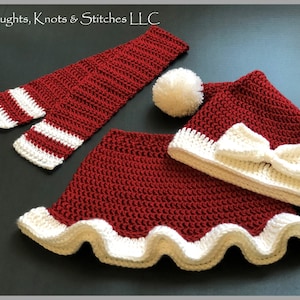 Mrs. Claus' Santa Hat & Skirt Crochet Pattern ... Size: TODDLER ... Photo Prop ... Instant Download