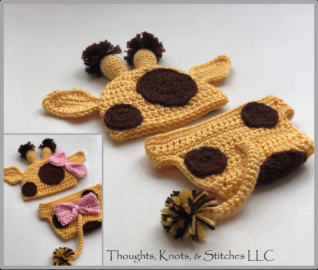 Newborn Giraffe Hat and Diaper Cover Set - CROCHET PATTERN - Boy or G…