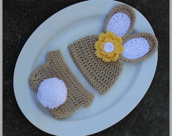 Baby Bunny Hat and Diaper Cover Crochet Pattern... Size: Newborn ... Instant download