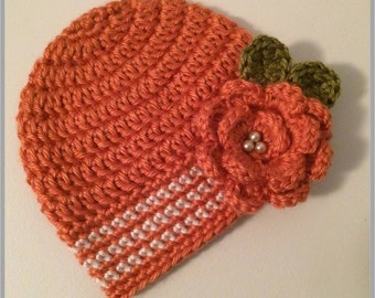 Crochet Baby Girl Hat Pattern - Antique Rose Baby Hat - Preemie/Newborn/0 to 3 months ... Instant Download