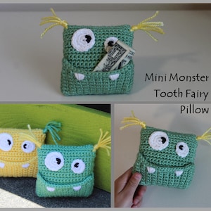 Mini Monster Tooth Fairy Pillow Crochet Pattern ... Instant Download