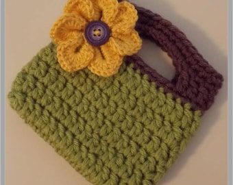 Crochet Girl's Purse Pattern ... Lovely Little Girl's Purse with Flower ... Crochet Pattern ... Instant Download