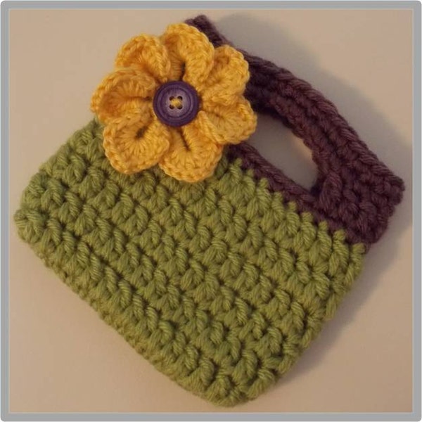 Crochet Girl's Purse Pattern ... Lovely Little Girl's Purse with Flower ... Crochet Pattern ... Instant Download