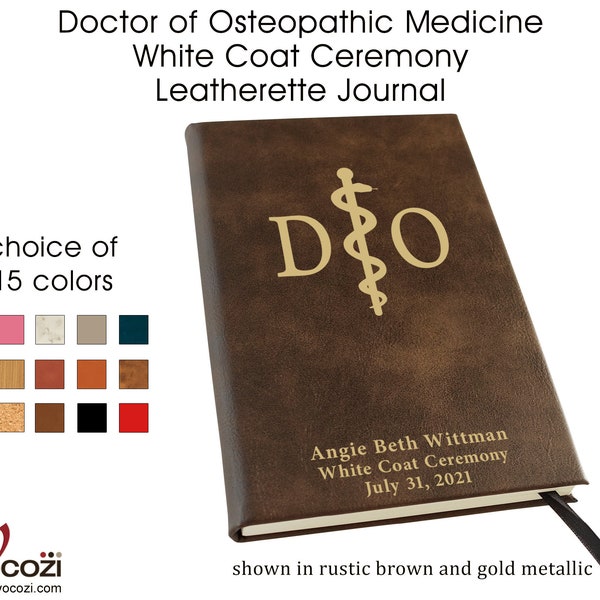 Osteopathic Medicine Student White Coat Ceremony Gift Personalized Leatherette Journal