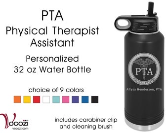 PTA Physical Therapist Assistant Vacuum Insulated Stainless Steel Personalized Water Bottle 32 ounce