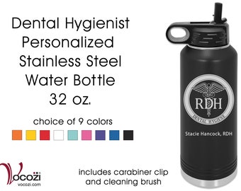 Dental Hygienist RDH Vacuum Insulated Stainless Steel 32 oz Personalized Water Bottle