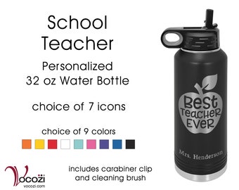 School Teacher Gift Vacuum Insulated Stainless Steel 32 oz Personalized Water Bottle