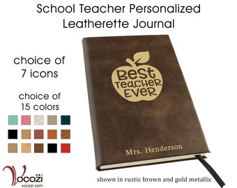 School Teacher Personalized Leatherette Journal Teacher Gift