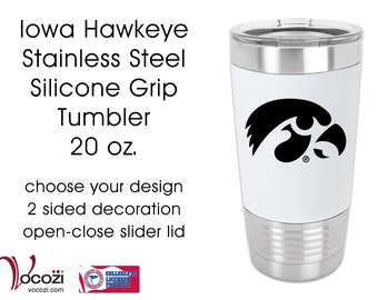 University of Iowa Hawkeye Vacuum Insulated Stainess Steel Tumbler with Silicone Grip