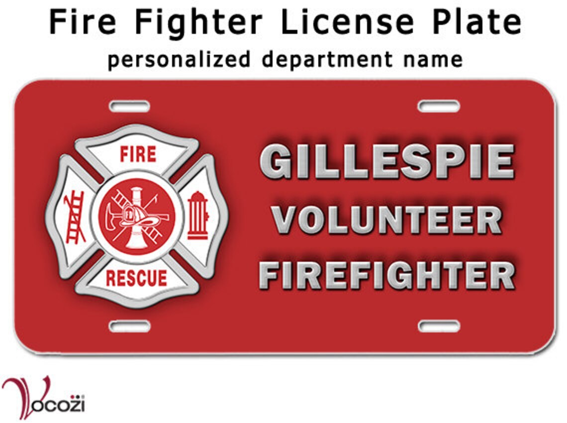 Volunteer Firefighter Personalized License Plate Aluminum Sign Etsy