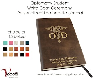 Optometry Student White Coat Ceremony Gift Personalized Leatherette Journal