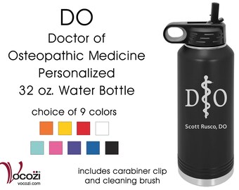 Doctor of Osteopathic Medicine DO Vacuum Insulated Stainless Steel Personalized Water Bottle 32 oz