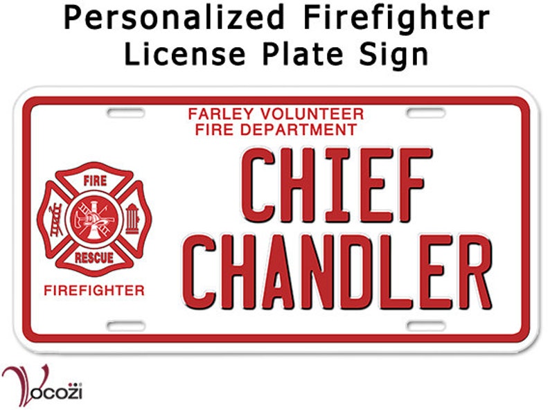 Firefighter Personalized License Plate Aluminum Sign Fireman Etsy