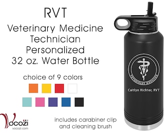 Veterinary Medicine Technician RVT Vacuum Insulated Stainless Steel Personalized Water Bottle 32 oz