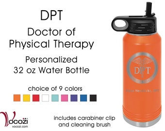 Doctor of Physical Therapy DPT Seal Vacuum Insulated Stainless Steel Personalized Water Bottle 32 ounce