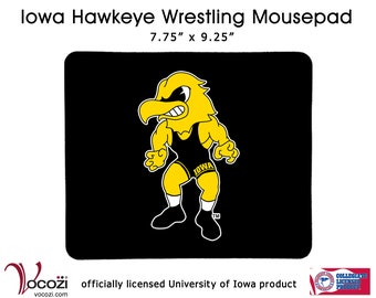 Iowa Hawkeye Wrestling Herky Mouse Pad          - University of Iowa   Mousepad