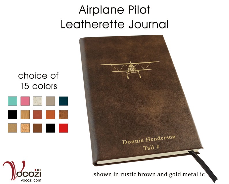 Airplane Pilot Personalized Leatherette Journal image 1