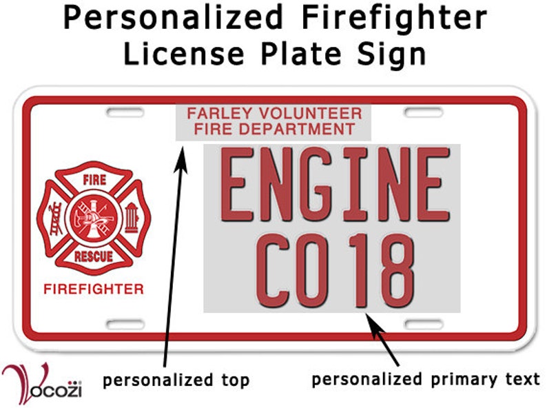 Firefighter Personalized License Plate Aluminum Sign Fireman Etsy