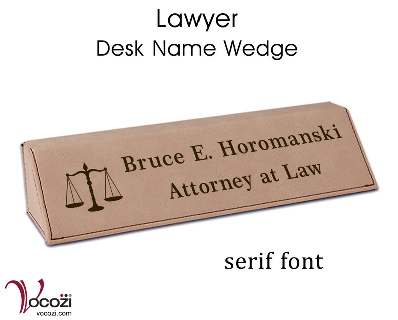 Lawyer Attorney Personalized Desk Name Plate Gray Leatherette Etsy