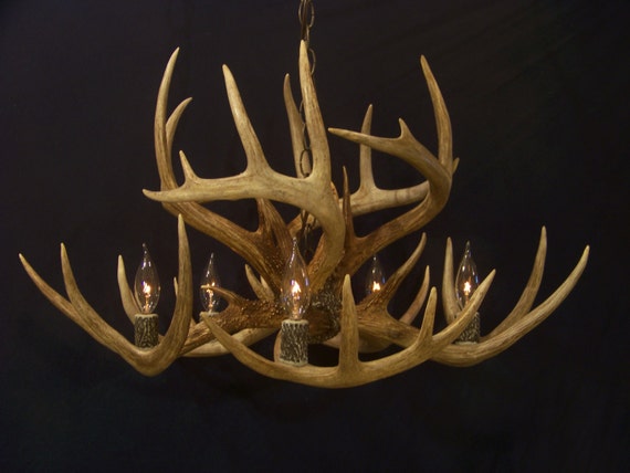 Legend Real Antler "Snowy Summit" 9 Antler Whitetail Deer Antler Chandelier Light Lamp Fixture