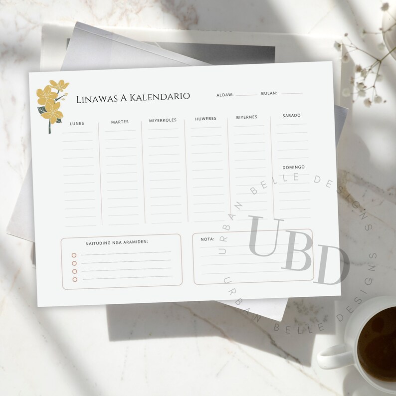 Filipino Ilocano Weekly Planner Notepad: Linawas A Kalendario - Etsy