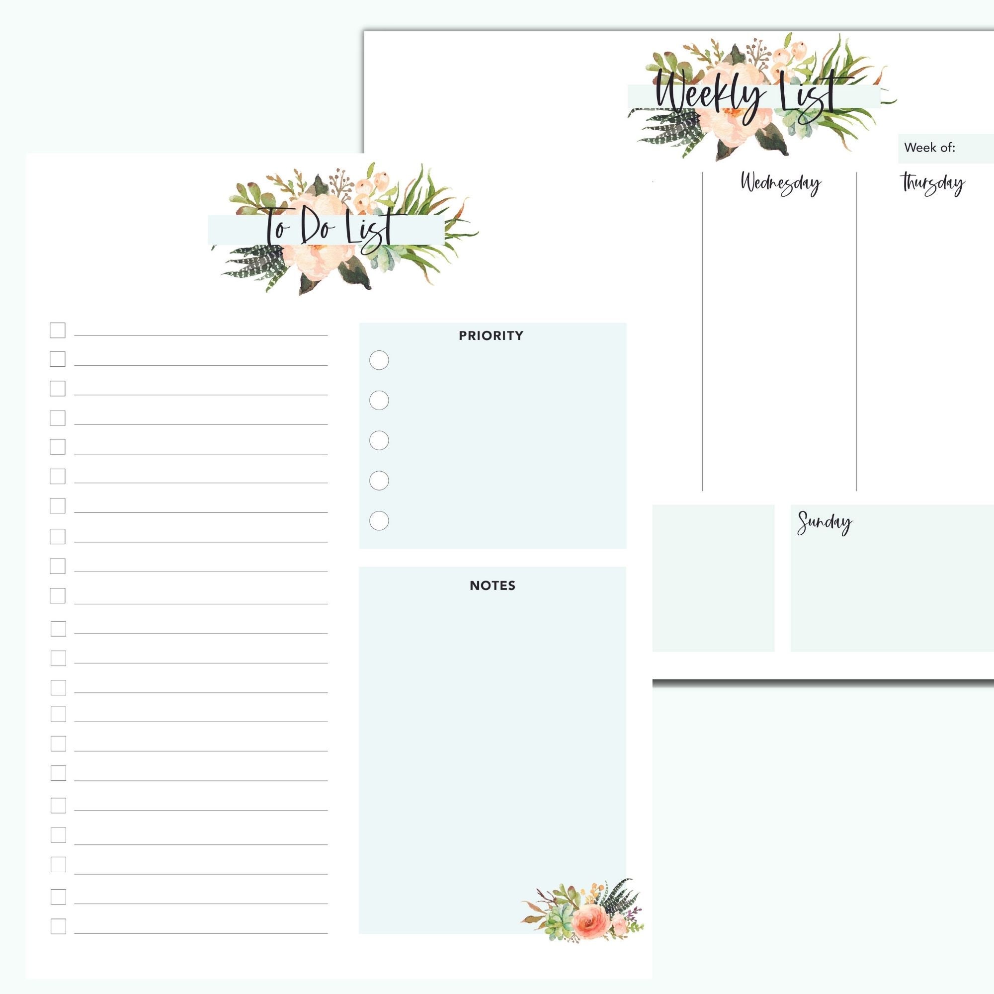 Printable Weekly Calendar & to Do List, 8.5x11 Planner Insert Etsy