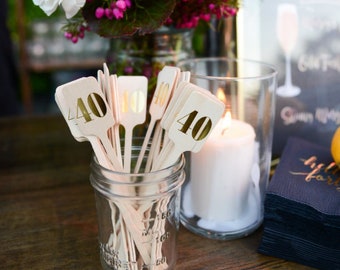 40 30 21 50 60 "Birthday" Age Gold  Foil Drink Stirrers