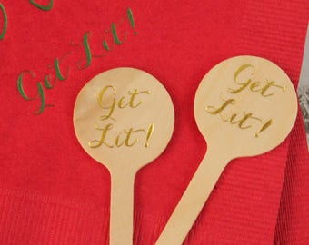 Get Lit! Wooden Drink Stirrers