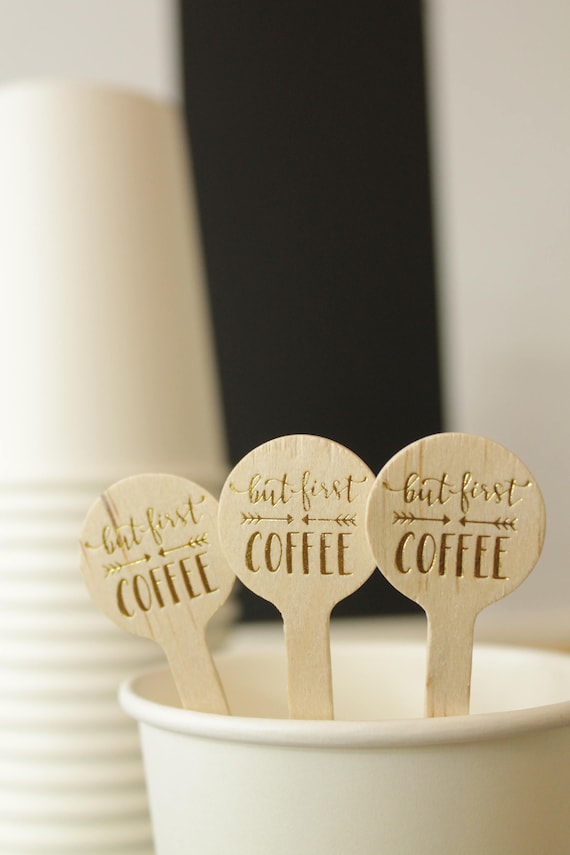 but first coffee drink stirrers in Gold foil Il_570xn