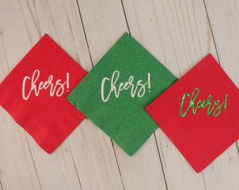 Cheers! Cocktail Napkins in Holiday Colors