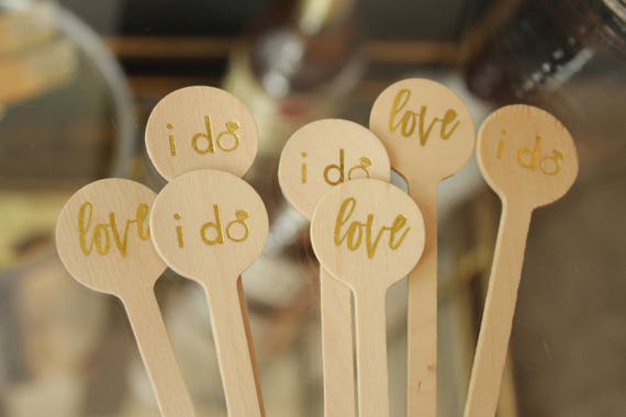 Wedding Drink Stirrers "i do" & "love" designs in Gold Foil Il_570xn