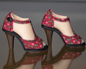 MiniFee shoes (or Minifee Moe) (t-strap flower print bordo)