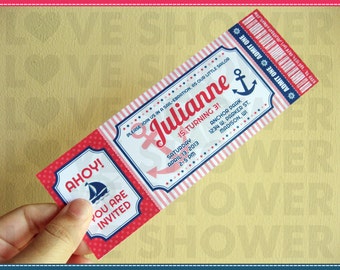 Circus Carnival Printable Birthday Invitation Ticket Style 
