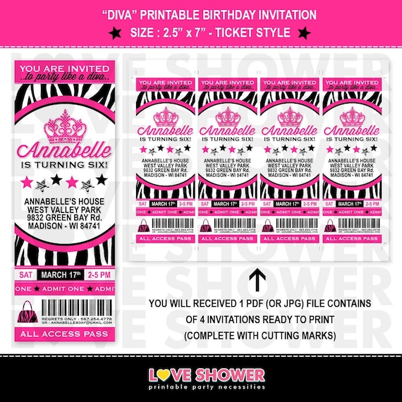 Free Printable Ticket Style Invitations 2
