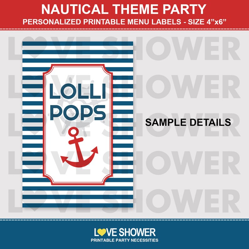 4x6 Pdf Personalized Menu Labels Printable Candy Bar Labels Digital NAUTICAL PARTY ML018 15 Personalized Labels