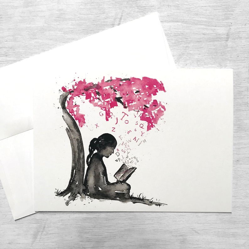Set of 10 the little reader 4.5 x 6.25 Folded Notecards