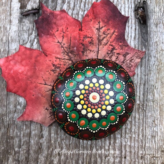 Hand Painted Mandala Stone Fall - Etsy
