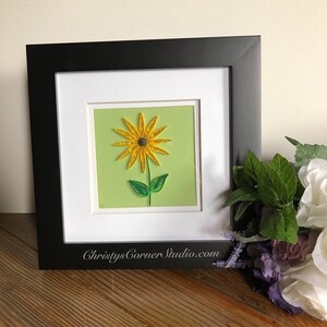 Quilled Black-eyed Susan Yellow Flower Framed Artwork