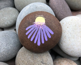 Hand Painted Purple Flower Stone