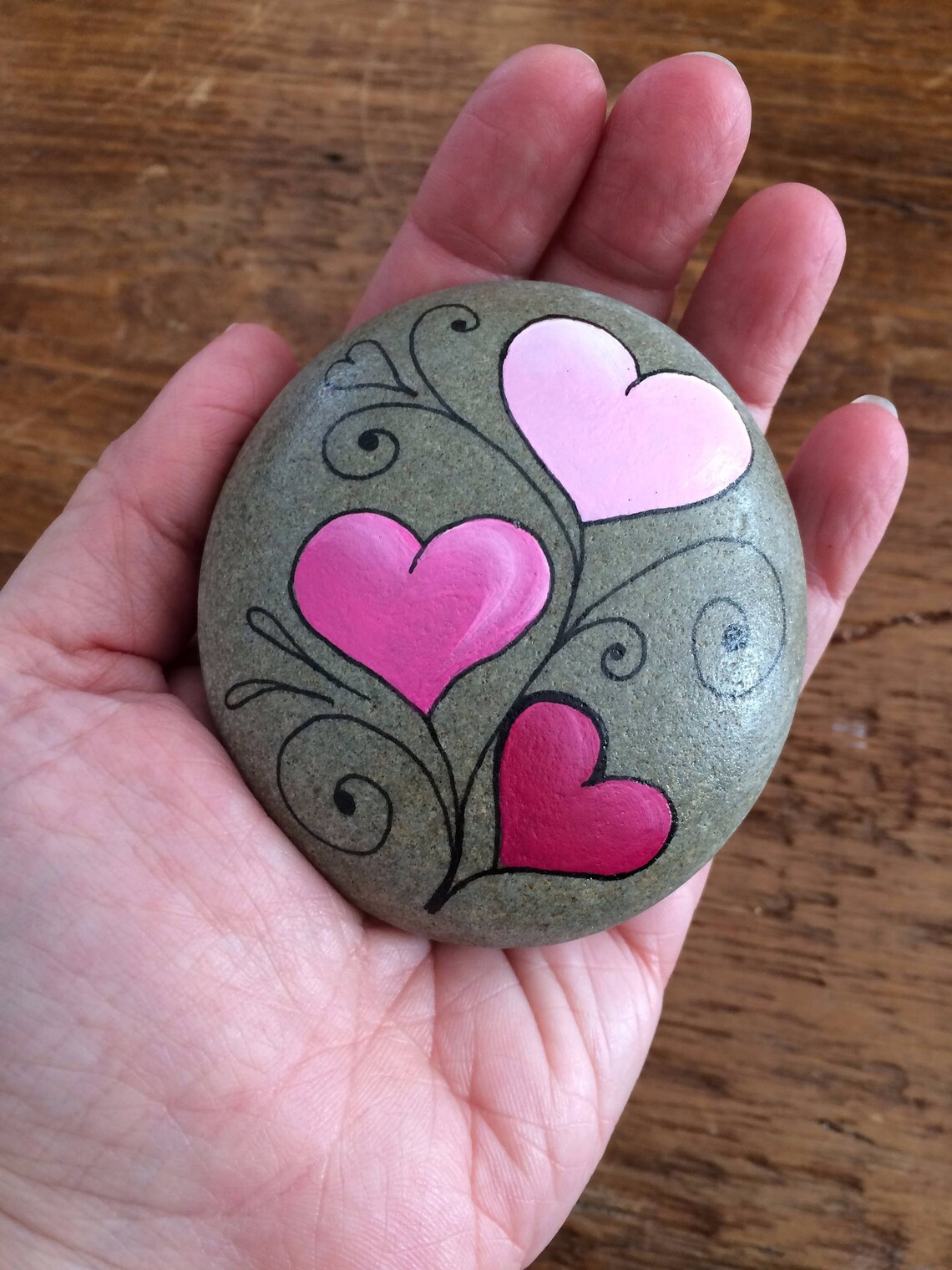 Hand bemalt Valentine Herzen Steine Etsy
